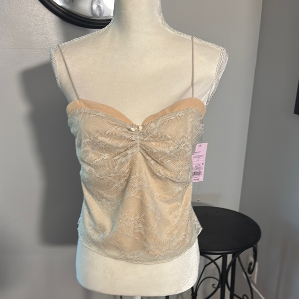 Lace Overlay Camisole in Cream